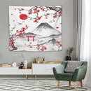 Red Cherry Blossoms Tapestry, Japanese Fuji Mountain Tapestry, Asian Japanese Wall Tapestry, Nature Landscape Tapestries for Bedroom Living Room Decor 60"x50" by CozyNest Decor