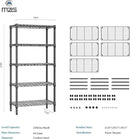 1250 lbs 5 Tier Shelf Metal Storage Shelves Shelving Wire Rack Heavy Duty Closet Organizers for Garage Kitchen Bathroom Laundry Black 13.8" D x 29.5" W x 59.5" H by CozyNest Decor