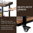 Bar Carts for The Home, Rolling Home Bar Serving Cart on Wheels, 3 Tier Portable Bar Cart, Rolling Coffee Cart with Lockable Wheels, Rustic Burnt Solid Wood and Industrial Matte Black Metal by CozyNest Decor