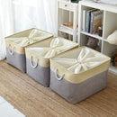 TheWarmHome Storage Bins Baskets for Organizing - Extra Jumbo 3 Pack 20.5Lx15.7Wx13.8H Sturdy Fabric Storage Basket for Shelves, Decorative Foldable Closet Nursery Toy (Gold&Grey) by TinyTreasures Baby Boutique