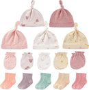 Newborn Baby Boy Girl Caps Mittens Socks Set Cotton Baby Essentials Accessories (Hats+Gloves+Socks) by TinyTreasures Baby Boutique