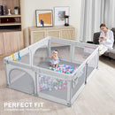 ANGELBLISS Baby Playpen, 79"x 63"x 1.18" Self-Inflating Play Mat for Babies and Toddlers, Roll Up & Waterproof Foam Crawling Mat, Portable Playmat with Travel Bag Grey by TinyTreasures Baby Boutique