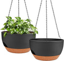 Hanging Planters for Outdoor Indoor Plants, 2 Pack 12 Inch Hanging Basket Plants Outdoor, Self Watering Hanging Planter with Plant Hanger for Garden Home Decoration (Black) by GreenHaven Gardens