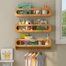 Bamboo Nursery Book Shelves, Fully Assembled For Easy Use - Set of 3 Floating Shelves for Wall Kids, Wall Mounted Book Shelves For Kids Room, Baby Room, Toddler Room, Nursery Decor, 16.5 Inch Natural by TinyTreasures Baby Boutique