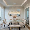 Modern Crystal Chandelier for Dining Room,6 Light K9 Crystal Rectangle Chandelier, Rectangular Pendant Ceiling Light Fixture for Living Room Kitchen Island L31.5''xW10''xH10'' by CozyNest Decor