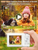 Digital Camera,FHD 1080P Kids Camera 44MP Point and Shoot Digital Cameras with 32GB Card,16X Zoom,Anti-Shake,Date Stamp,Compact Small Cameras Photography for Kids Student Teen Girl Boy(White) by TinyTreasures Baby Boutique