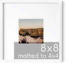 HAUS AND HUES 8x8 White Metal Picture Frame Matted to 4x4 - Features Premium Aluminum, Shatterproof Plexiglass - Ideal for Home, Room, Office (8x8 in, White, Set of 1) by CozyNest Decor