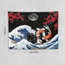 Houselerax Japanese Koi Fish Tapestry, Yin Yang Big Wave Red Cherry Blossom Tapestries Wall Hanging for Bedroom Living Room Office Decor 40"x30" by CozyNest Decor