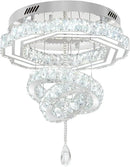 Flashing God 20" Crystal Chandelier Crystal LED Flush Mount Chandeliers for Living Room Bedrooms Dining Room Modern Chrome Chandelier Lighting Dimmable 2700k 4500k 6000k by CozyNest Decor