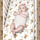 3 Pcs Baby Crib Bedding Set Safari Animals Dinosaurs Bear Woodland Animals Jungle Crib Set Includes Quilt, Fitted Sheet, Skirt for Baby Boy Girl(Brown,Teddy Bear) by TinyTreasures Baby Boutique