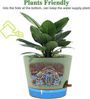 Self Watering Pots for Indoor Plants,12 inch Planters with Drainage Holes Plastic Flower Pots with Deep Reservoir, Green with Brown by CozyNest Decor