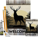 Welcome Deer Garden House Flags Kit Animals Wildlife Outdoor Bear Wolf Pet Nature Farm Animal Creature Small Decorative Gift Yard Banner Made In USA 28 X 40 by GreenHaven Gardens