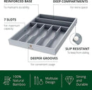 ROYAL CRAFT WOOD Luxury Bamboo Kitchen Drawer Organizer - Silverware Organizer - Utensil Holder and Cutlery Tray with Grooved Drawer Dividers for Flatware and Kitchen Utensils (7 Slot, Gray) by CozyNest Decor