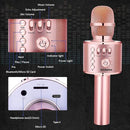 BONAOK Wireless Bluetooth Karaoke Microphone, 3-in-1 Portable Handheld Mic Speaker Machine for All Smartphones,Gifts to Girls, Boys Kids Adults All Age Q37(Champagne) by TinyTreasures Baby Boutique