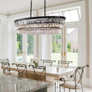 TOCHIC Chandelier 40 inch, Farmhouse Black Crystal Chandelier, Kitchen Island Lighting, Dining Room Light Fixture for High Ceiling, Modern Linear Oval Chandeliers for Living Room, Office Area, Bar by CozyNest Decor
