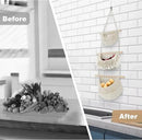 Hanging Baskets for Organizing, 3 Tier Detachable Wall Hanging Fruit Basket Over the Door Organizer for Fruit Vegetable Plant, Beige Boho Cotton Crocheted Fruit Holder for Kitchen Bathroom Bedroom by CozyNest Decor