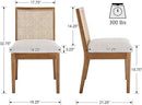 VESCASA Upholstered Dining Chairs with Square Rattan Back, Armless Padded Linen Cushion Dining Chairs with Wood Legs for Dining Room, Kitchen, Set of 6, Natural Frame by CozyNest Decor