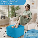 MeMoreCool Square Stuffed Pouf Ottoman Foot Rest, Floor Pouf Foot Stool with Foam Chunk Filling, Soft Stuffed Ottoman Footrest for Living Room, Blue by CozyNest Decor
