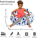 Posh Creations Bean Bag Chair for Kids, Teens, and Adults Includes Removable and Machine Washable Cover, Canvas Bubbles Blue and White, 38in - Large by TinyTreasures Baby Boutique