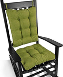 BUYUE Chair Cushion Set for Rocking Chair, Back Pillow & Seat Cushion with Ties, Original Woven Fabric Non-Slip Chair Pads for Elderly Sitting, Grass Green by CozyNest Decor