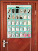 Classroom Pocket Chart for Phone Calculator Holder Over The Door Hanging Closet Jewelry Organizer with 30 Clear Pockets (BEIGE) by CozyNest Decor