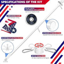ZMTECH 2 Pack 5FT White Flag Pole Kit with Solar Light and Proud American Flag, Adjustable Bracket and Upgraded Tangle-Free Ring 1" Stainless Steel Flagpole for Day and Night, Residential, Commercial by GreenHaven Gardens