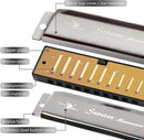 SWAN Blues Harmonica C Key for Kids& Adults, 10 Hole 20 Tone Diatonic Harmonica Key of C Blues Harp for Beginners& Students, Mouth Organ in Stainless Steel Gunmetal Black, SW1020-7C by TinyTreasures Baby Boutique