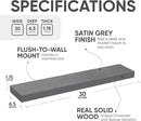 Homeforia Gray Floating Shelves for Wall, Premium Solid Wood Grey Shelf, Grey Bathroom Shelves, Heavy Duty Bracket, 30 x 6.5 x 1.75 inch, Set of 2 by CozyNest Decor