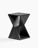 Modern Hand Made One-of-a-Kind Carved Mango Wood End Table, Farmhouse Side Table,Farmhouse End Table,Living Room,Bedroom, Accent Table, Contemporary Architectural Designed Black,Assembled by CozyNest Decor