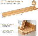 Floating Picture Ledge Shelves 48 Inch Solid Oak Wood Set of 2, Rustic Wall Storage Shelves with Lip, Kids Bookshelf, Photo & Picture Ledge Shelves for Bedroom, Living Room, Kitchen by CozyNest Decor