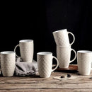 AmorArc Extra Large Coffee Mugs Set of 6, 20oz Ceramic Tall Coffee Mugs Set with Textured Geometric Patterns for Coffee/Tea/Beer/Hot Cocoa, Dishwasher & Microwave Safe,Beige by CozyNest Decor