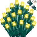 Yellow Wide Angle LED String Lights, 64.8 Ft 300 Count, Pack of 3 Strands 21.9 Ft 100 Lights UL Certified Commercial Grade Green Wire 5mm Holiday String Light by CozyNest Decor