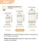NUPTIO Candle Holders for Pillar Candles: 2 Set of 7.7 inch H Antique White Bird Cages Lantern Wedding Centerpiece Small Metal Hanging Pillars Holder for Bridal Shower Party Table Decorations by CozyNest Decor