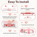 AVIDOR Baby Bathtub,Collapsible Bathtub for Newborn to Toddler,Durable Essential Infant Bath Tub,Portable Travel Baby Tub with Soft Bath Net,No-Slip Feet and Dinosaur Shaped (Pink) by TinyTreasures Baby Boutique