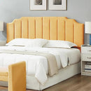 24KF Yellow Teddy Fabric Tufted King Upholstered Headboard, Modern Vertical Channel Design California King Headboard with Stepped Silhouette Top Edge,6026-K-Teddy Yellow by CozyNest Decor