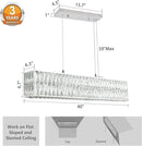 IKK Modern Rectangle Chandelier for Dining Room, Crystal Chandeliers with Stainless Steel in Chrome, Large Rectangular Pendant Light for Kitchen Island L40 x W6.7 x H6.3 by CozyNest Decor