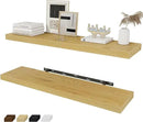 Fun Memories 36 x 8 Inch Floating Shelves for Wall, Farmhouse Bathroom Shelves Set of 2, Wood Wall Shelves 36 Inch Long, 36 x 8 x 1.4 Inch, Oak Color by CozyNest Decor