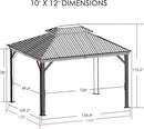 Kozyard Alexander 10' X 12' Hardtop, Aluminum Metal Gazebo with Galvanized Steel Double Roof Canopy, Curtain and Netting, Permanent Pavilion for Patio, Backyard, Deck, Lawn (Gray) by GreenHaven Gardens