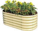 Land Guard 18“ Tall Outdoor Metal Raised Garden Bed, Oval Deep Root Planter Box for Vegetables, Flowers, Herbs, 89 Gallon Capacity - Cream Yellow by GreenHaven Gardens