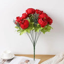 Duovlo Springs Flowers Artificial Silk Peony Bouquets Wedding Home Decoration,Pack of 1 (Spring Red)