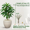 Artificial Dracaena Tree Artificial Silk Tree Faux Tree with White Tall Planter Fake Tropical Yucca Floor Plant (2, White Planter, 4 FT) by CozyNest Decor