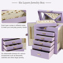 AKOZLIN Large Jewelry Box Organizer Functional Lockable with Big Mirror, Leather Jewelry Storage Case for Women Girls Ring Necklace Earring Bracelet Holder Organizer Violet by TinyTreasures Baby Boutique