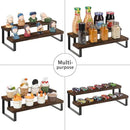 YINMIT Wooden Display Riser Stand, Tiered Perfume and Cologne Organizer Stand, 2 Tier Spice Rack Organizer, Rustic Display Shelf for Candles (2 Tier, 2 Pack) by CozyNest Decor
