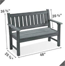 Outdoor Bench, 2-Person Garden Bench, Poly Lumber Patio Bench for Outdoors, Porch, and Park (Dark Grey) by GreenHaven Gardens