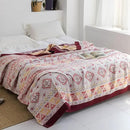 Boho Muslin Blanket for Adults 4-Layer Gauze 80 x 90 Inches Soft Cozy 100% Cotton Cooling Blanket Red Geometric Farmhouse Decor for Sofa Bed Coverlet Both Sides (Boho-G-Red, 80 x 90 in) by CozyNest Decor