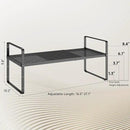 Hole Pattern Expandable Shelf Organizer,1Pack 10.2" Wide Easy to Assemble Cabinet Organizer Shelf, 16.5~27.1" Adjustable Height&Stackable Spice Organization for Cupboard, Black by CozyNest Decor