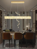 W48 Rectangular Gold Crystal Chandelier Modern Rectangle Pendant Ceiling Light Fixture for Living Room Dining Room Kitchen Island Bar by CozyNest Decor