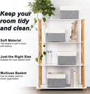 4 Pack Storage Baskets for Organizing, Woven Baskets for Shelves - Perfect for Toys, Books, Towels, and Clothes, Durable Gift Basket Bins Toy Storage, 12.7''L x9''W x7.8''H, Grey and White by CozyNest Decor