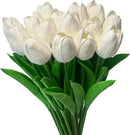 15pcs White Tulips PU Artificial Flowers Real Touch Fake Tulips for Spring Easter Home Kitchen Wedding Bouquet Bulk Mother's Gift Day Decorations by CozyNest Decor
