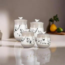 Young's Inc. 4 Pcs Set Botanical Ceramic Canisters- Storage Container for Kitchen and Bathroom - Beautiful Home Decor Accent to Store Food, Coffee, Tea, and More - Brown, White by CozyNest Decor